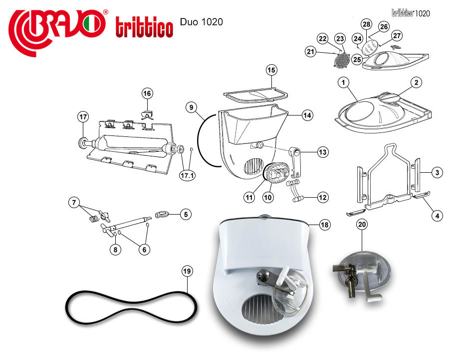 Bild von Mutter, Öffnungshebel INOX für Bravo Trittico 1020 / BIO 120